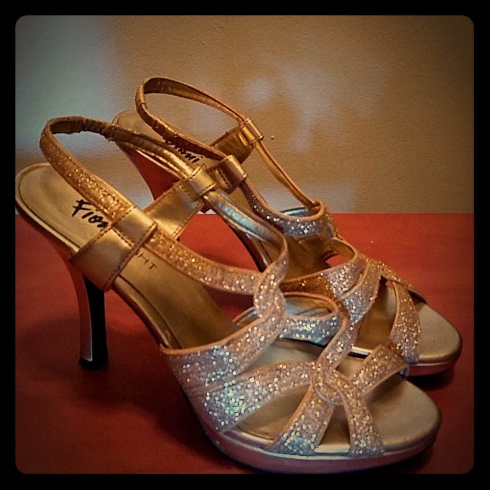 Gold Sparkle Spike Heels.